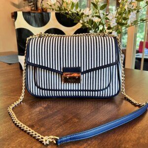 Kate Spade Carey Medium Flap Canvas Crossbody Shoulder Purse - Striped KB553